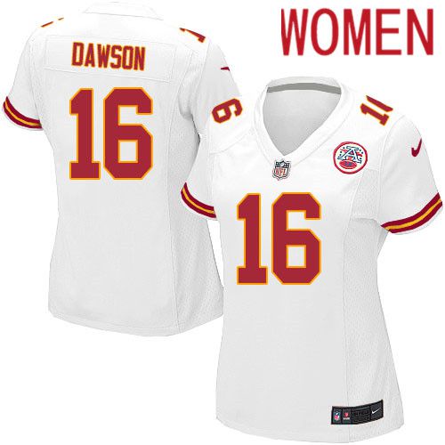 Women Kansas City Chiefs #16 Len Dawson Nike White Game NFL Jersey->women nfl jersey->Women Jersey